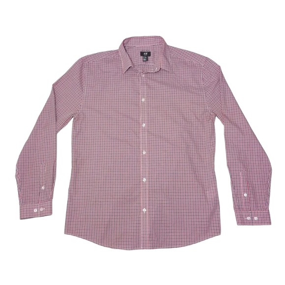 H&M Men's 2XL Shirt Slim Fit Plaid Easy Iron Long Sleeve Button Up - Picture 1 of 8